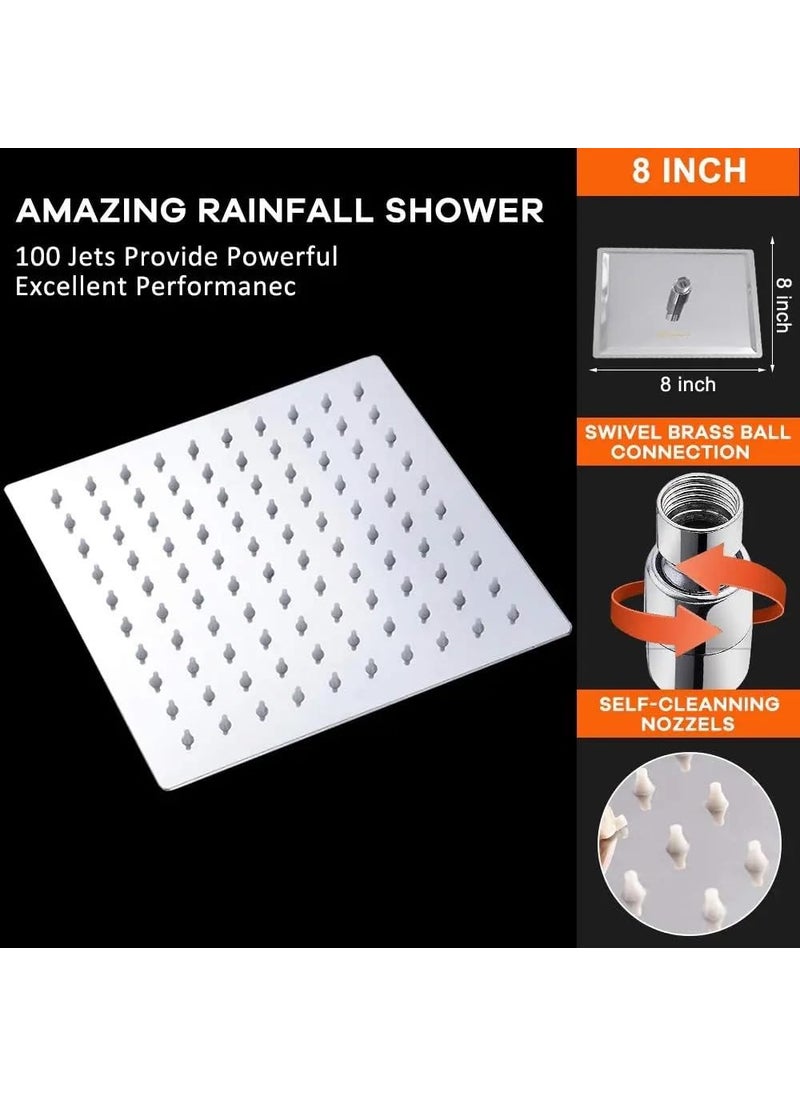Shop clozer 8x8 Inches Shower Head Made With Stainless SteelRain Fall Shower Made With Stainless Steel Comes With Shower Arm  - Image 3