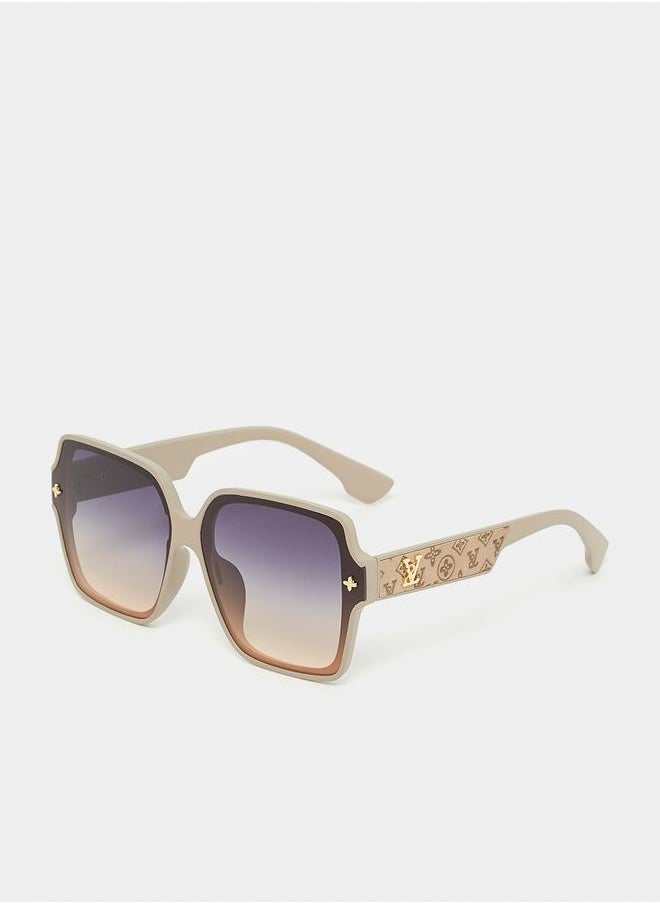 Styli Oversized Square Frame Sunglasses with Temple Detail  - Image 1