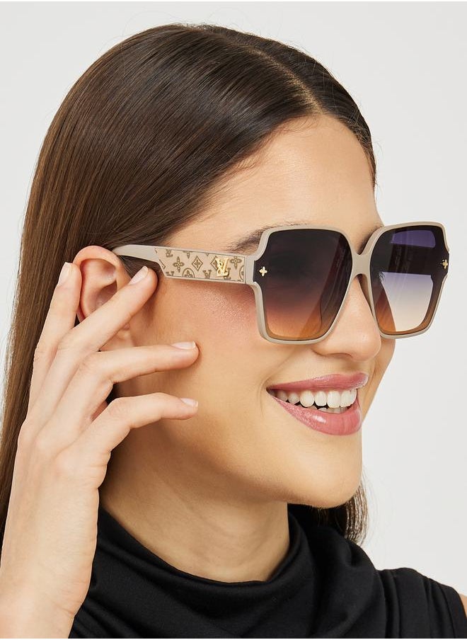 Styli Oversized Square Frame Sunglasses with Temple Detail  - Image 2
