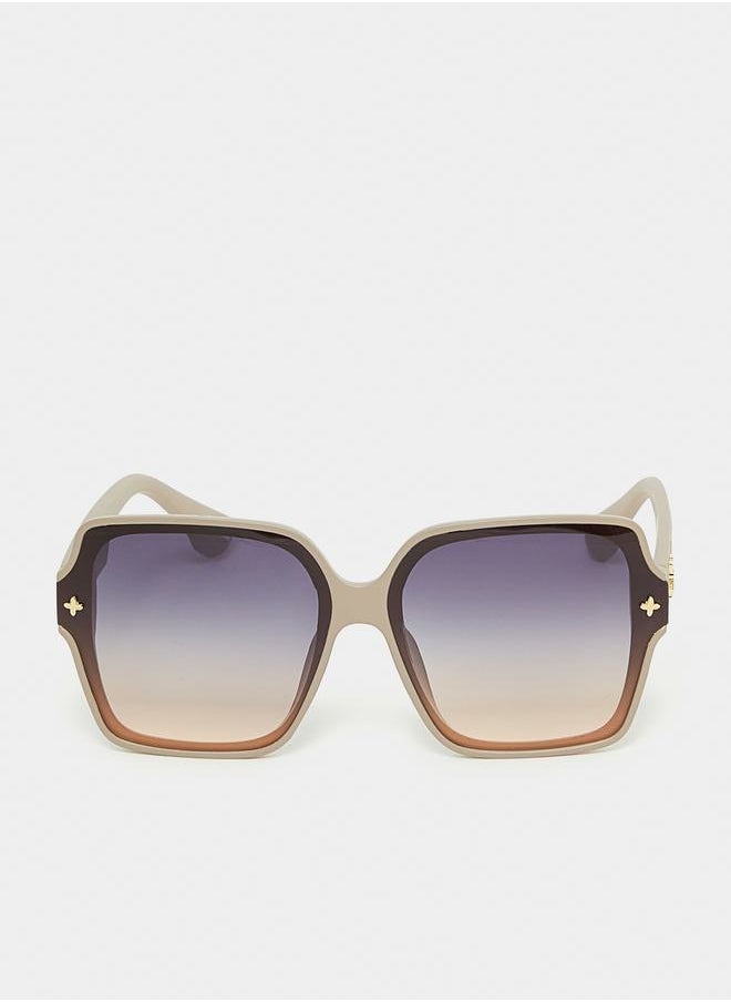 Styli Oversized Square Frame Sunglasses with Temple Detail  - Image 3