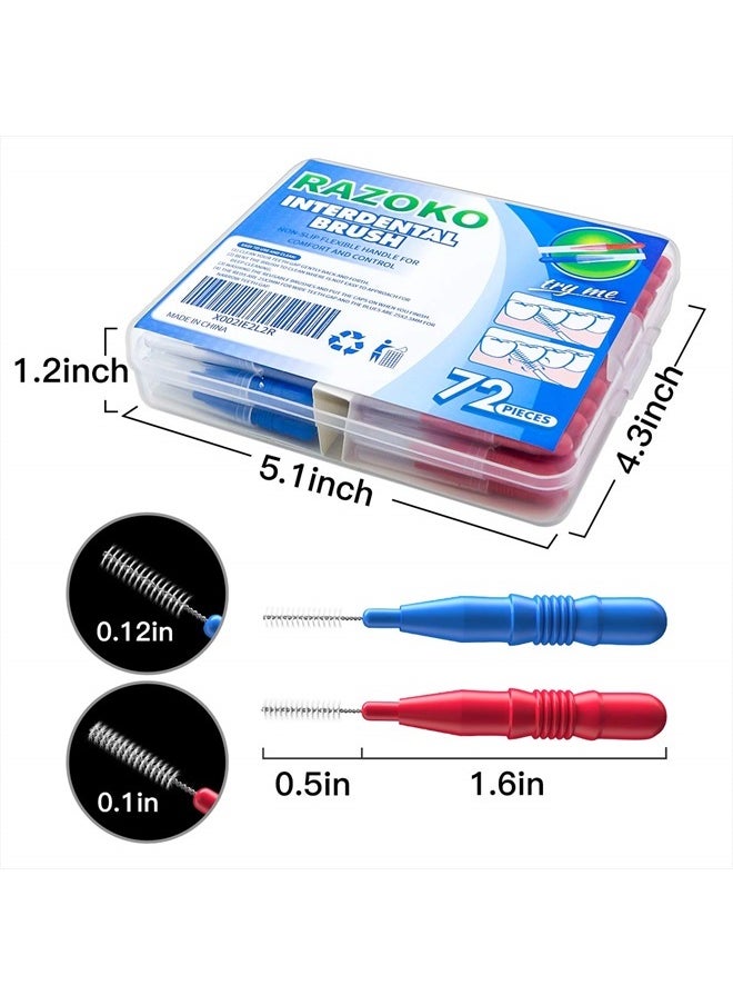 RAZOKO Interdental Brush, Flossing Head,Easy Use Tooth Cleaning Tool (72 Count)(2.5mm/3mm)  - Image 3