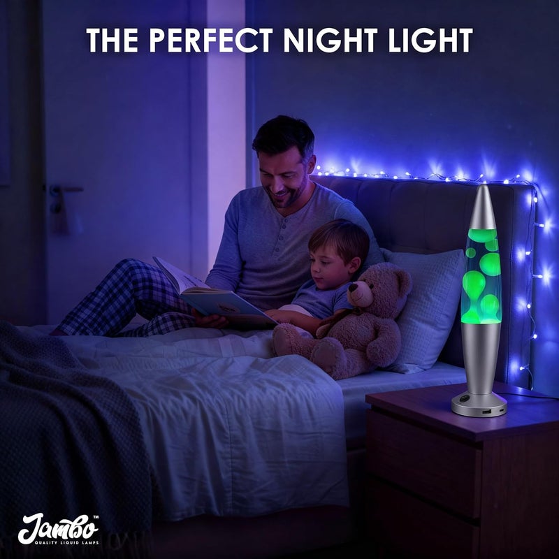 JAMBO Beautiful Liquid Lamp with USB Ports, 16" Motion Light with Blue Liquid Yellow Wax, Relaxing Nightlight, Mood Light for Bedroom, Living Room, Office - Adults, Teens, Kids - Image 5
