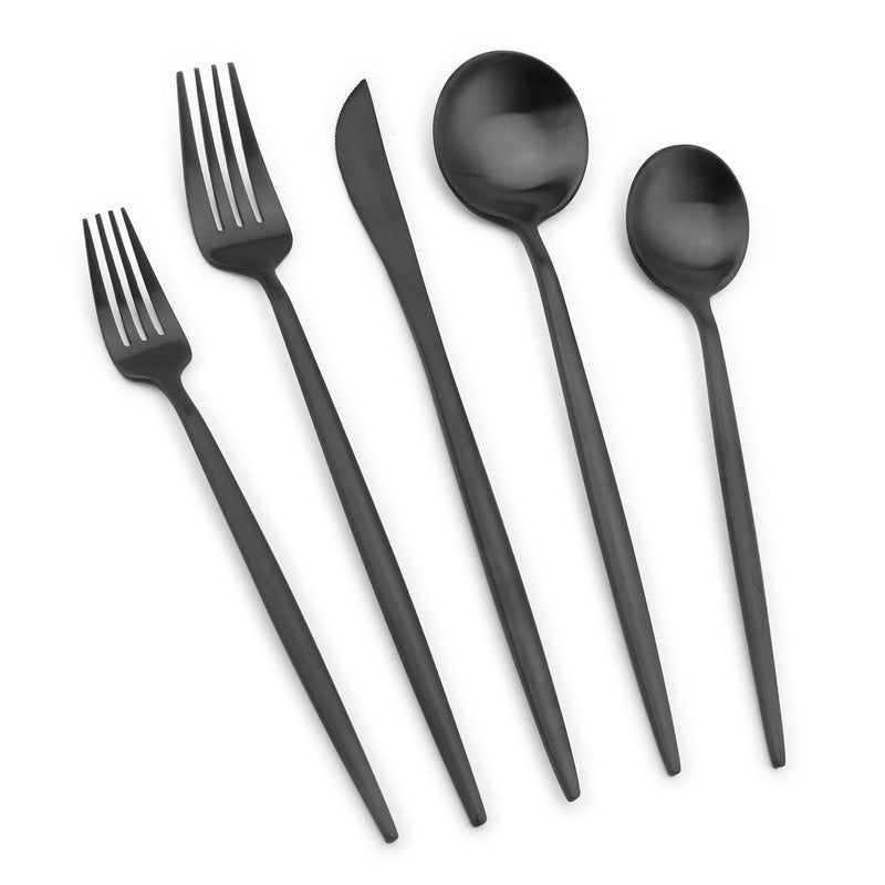 Matte Black Silverware Set Vanys 20 Piece Stainless Steel Cutlery Flatware Set Kitchen Utensil Sets for 4 Tableware With Knife Spoons And Forks Set Satin Finished Polished