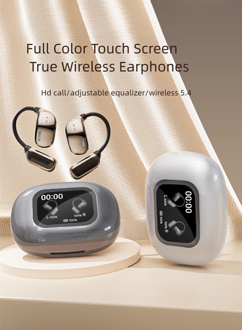 سماعات أذن لاسلكية حقيقية بتصميم قابل للتعليق، بتقنية البلوتوث 5.4، مع خفض ضوضاء المكالمات عالية الدقة، وتأثيرات صوتية بيكسل وسبيس أوديو من BISA، وسماعات Hi-Fi، وصندوق شحن مزود بشاشة لمس ملونة وتعقيم بالأشعة فوق البنفسجية UV-C، ويدعم الترجمة الذكية في الوقت الحقيقي، تغطي 144 لغة. - Image 1