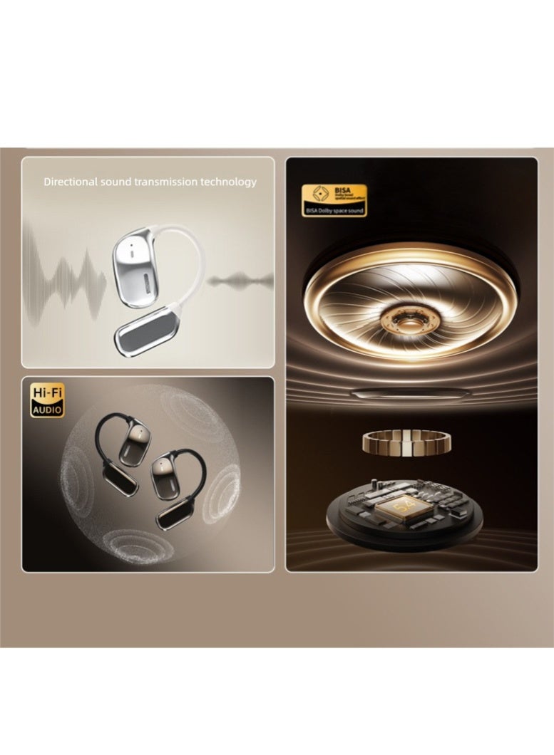سماعات أذن لاسلكية حقيقية بتصميم قابل للتعليق، بتقنية البلوتوث 5.4، مع خفض ضوضاء المكالمات عالية الدقة، وتأثيرات صوتية بيكسل وسبيس أوديو من BISA، وسماعات Hi-Fi، وصندوق شحن مزود بشاشة لمس ملونة وتعقيم بالأشعة فوق البنفسجية UV-C، ويدعم الترجمة الذكية في الوقت الحقيقي، تغطي 144 لغة. - Image 3