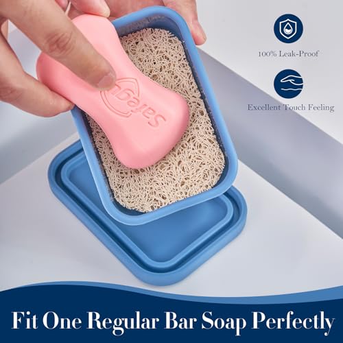 HighHerz Leak Proof Silicone Travel Soap Case with Draining Layer, Travel Size Toiletry, Portable Soap Container for One Regular Bar Soap Perfectly, Shatter-Proof Soap Holder for Bathroom, Gym (Dark Blue) - Image 4