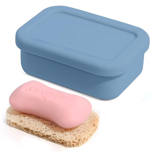 HighHerz Leak Proof Silicone Travel Soap Case with Draining Layer, Travel Size Toiletry, Portable Soap Container for One Regular Bar Soap Perfectly, Shatter-Proof Soap Holder for Bathroom, Gym (Dark Blue) - Image 2