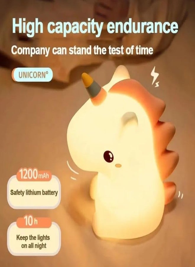 One94Store Rechargeable Baby Unicorn Silicone Night Lamp - Touch Sensor 7-Color LED Light for Kids Bedroom, Romantic Decor, Valentine Day Gift, Love Gift for Her, Couple Gift - Image 5