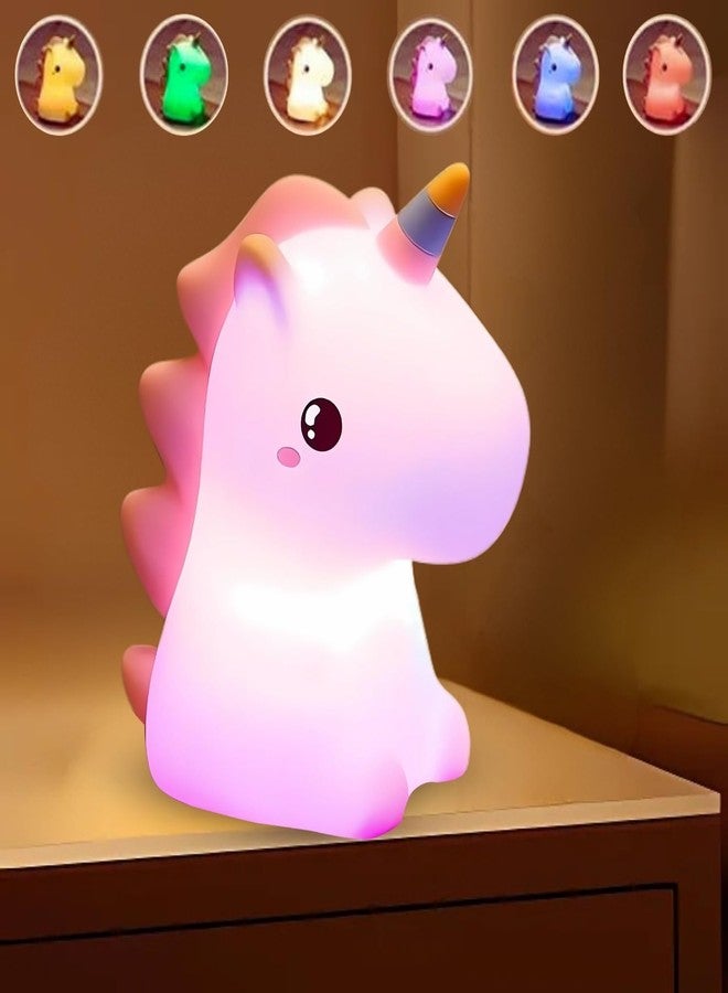 One94Store Rechargeable Baby Unicorn Silicone Night Lamp - Touch Sensor 7-Color LED Light for Kids Bedroom, Romantic Decor, Valentine Day Gift, Love Gift for Her, Couple Gift - Image 2
