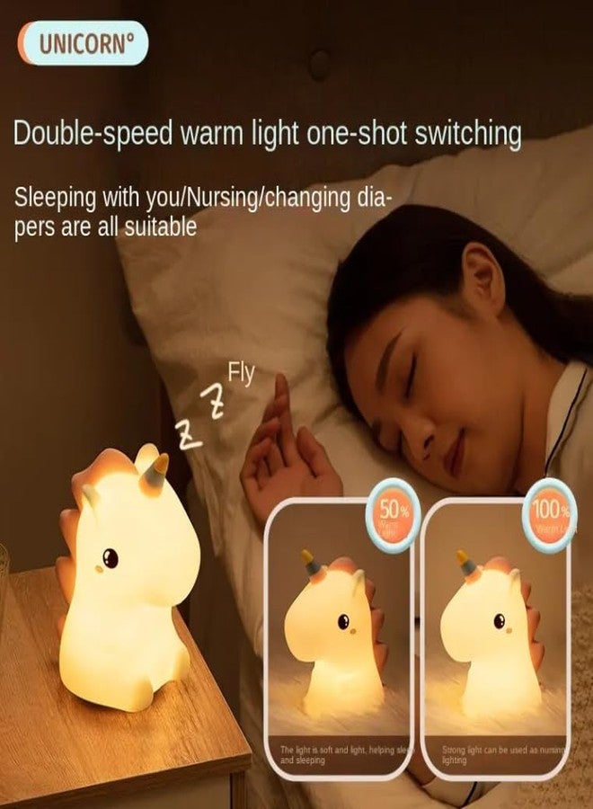 One94Store Rechargeable Baby Unicorn Silicone Night Lamp - Touch Sensor 7-Color LED Light for Kids Bedroom, Romantic Decor, Valentine Day Gift, Love Gift for Her, Couple Gift - Image 4