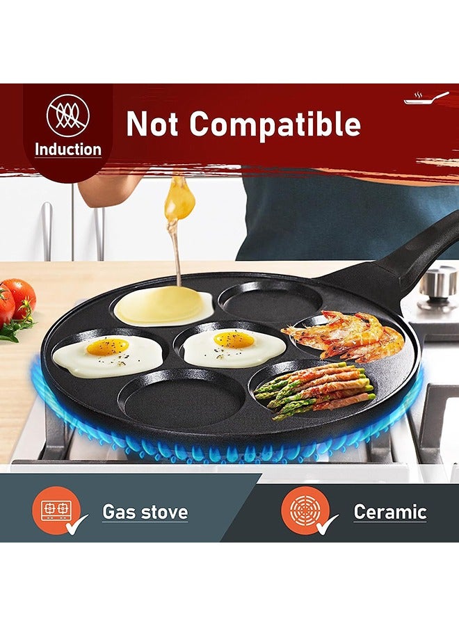 Arabest 7-Slot Non-stick Pancake Maker With Bakelite Handles, Mini Pancake Maker with PFOA Free Coating, Skillet for Stove Frying Eggs and Crepes, Black - Image 3