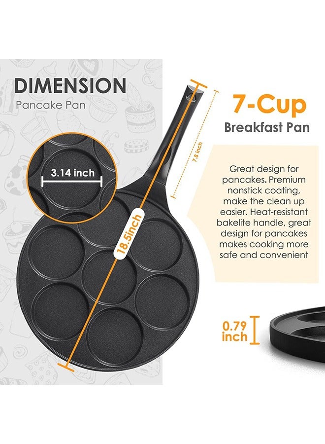 Arabest 7-Slot Non-stick Pancake Maker With Bakelite Handles, Mini Pancake Maker with PFOA Free Coating, Skillet for Stove Frying Eggs and Crepes, Black - Image 2
