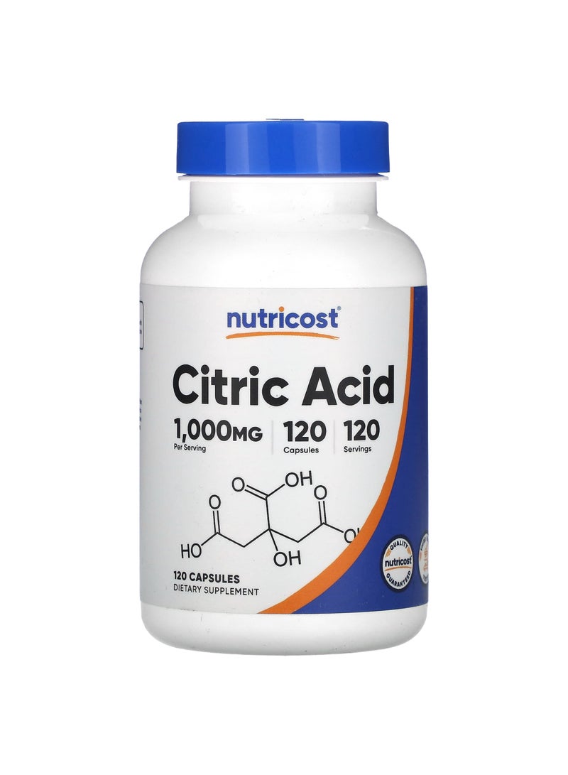 Citric Acid, 1,000 mg, 120 Capsules