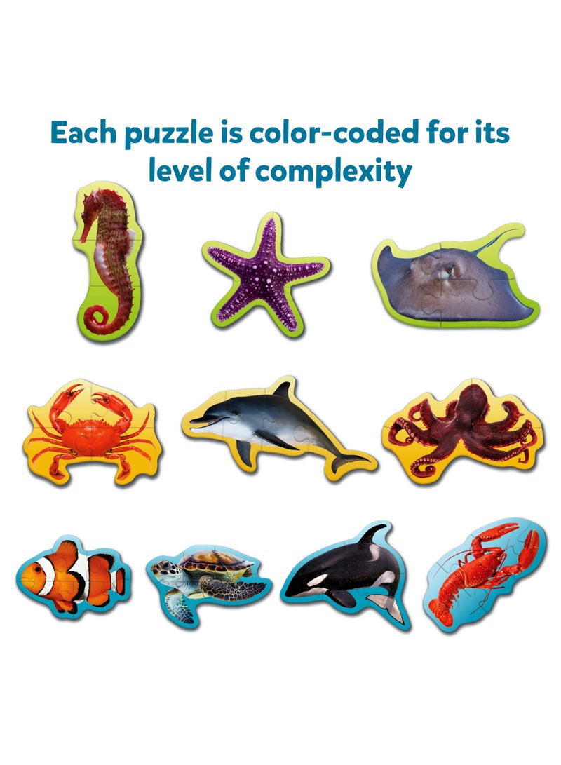 Skillmatics Step by Step Puzzles - 41 Piece Jigsaw & Toddler Puzzle, Montessori Educational Toy for Boys & Girls, Underwater Animals, Travel Friendly, Gifts for Kids Ages 3, 4, 5 and Up - Image 4