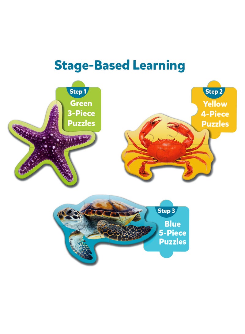 Skillmatics Step by Step Puzzles - 41 Piece Jigsaw & Toddler Puzzle, Montessori Educational Toy for Boys & Girls, Underwater Animals, Travel Friendly, Gifts for Kids Ages 3, 4, 5 and Up - Image 5