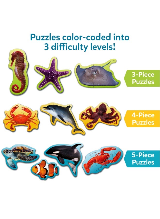 Skillmatics Step by Step Puzzles - 41 Piece Jigsaw & Toddler Puzzle, Montessori Educational Toy for Boys & Girls, Underwater Animals, Travel Friendly, Gifts for Kids Ages 3, 4, 5 and Up - Image 3