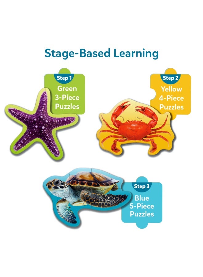 Skillmatics Step by Step Puzzles - 41 Piece Jigsaw & Toddler Puzzle, Montessori Educational Toy for Boys & Girls, Underwater Animals, Travel Friendly, Gifts for Kids Ages 3, 4, 5 and Up - Image 5