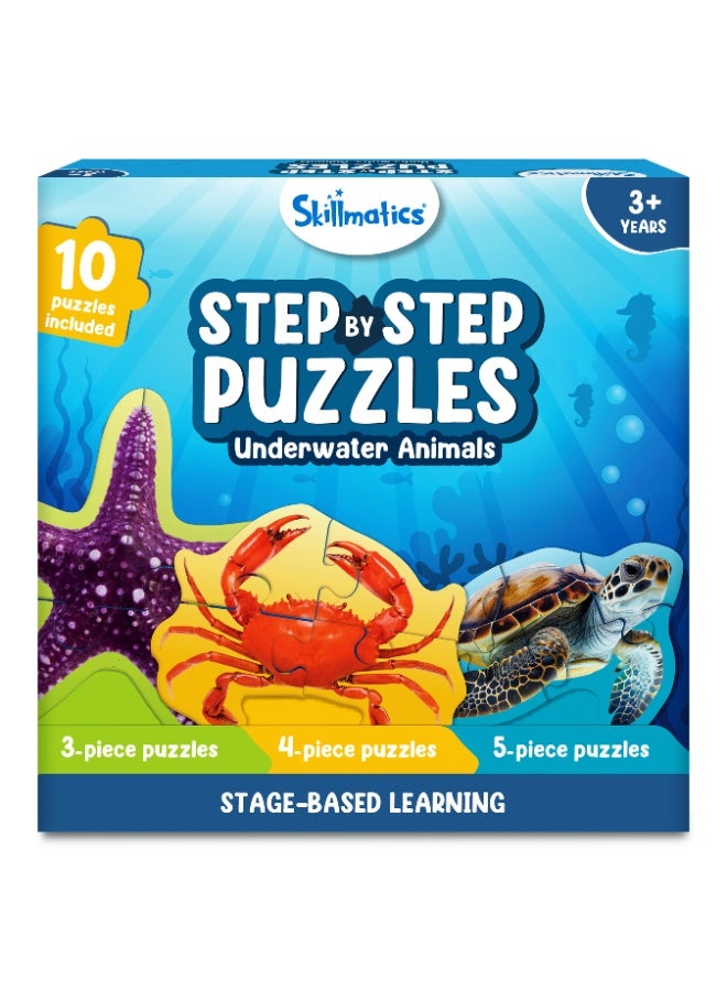 Skillmatics Step by Step Puzzles - 41 Piece Jigsaw & Toddler Puzzle, Montessori Educational Toy for Boys & Girls, Underwater Animals, Travel Friendly, Gifts for Kids Ages 3, 4, 5 and Up - Image 1