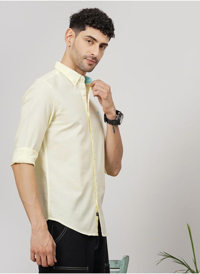 The Indian Garage Co Men Slim Fit Placement Embroidered Full Sleeves Cutaway Collar Casual Shirt  - Image 3