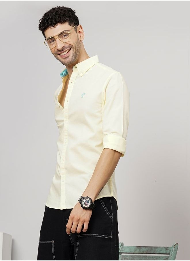 The Indian Garage Co Men Slim Fit Placement Embroidered Full Sleeves Cutaway Collar Casual Shirt  - Image 4