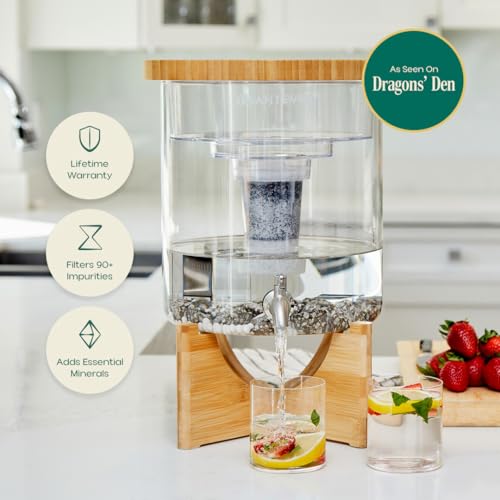 Santevia Glass Water Filtration System – Countertop Filter for Fluoride & Chlorine Removal | Adds Minerals, Balances pH | Home Water Purifier | Fluoride Filter | Alkaline - Image 2