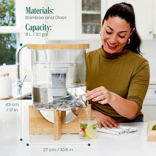 Santevia Glass Water Filtration System – Countertop Filter for Fluoride & Chlorine Removal | Adds Minerals, Balances pH | Home Water Purifier | Fluoride Filter | Alkaline - Image 4
