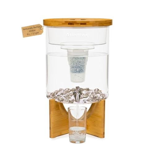 Santevia Glass Water Filtration System – Countertop Filter for Fluoride & Chlorine Removal | Adds Minerals, Balances pH | Home Water Purifier | Fluoride Filter | Alkaline - Image 1