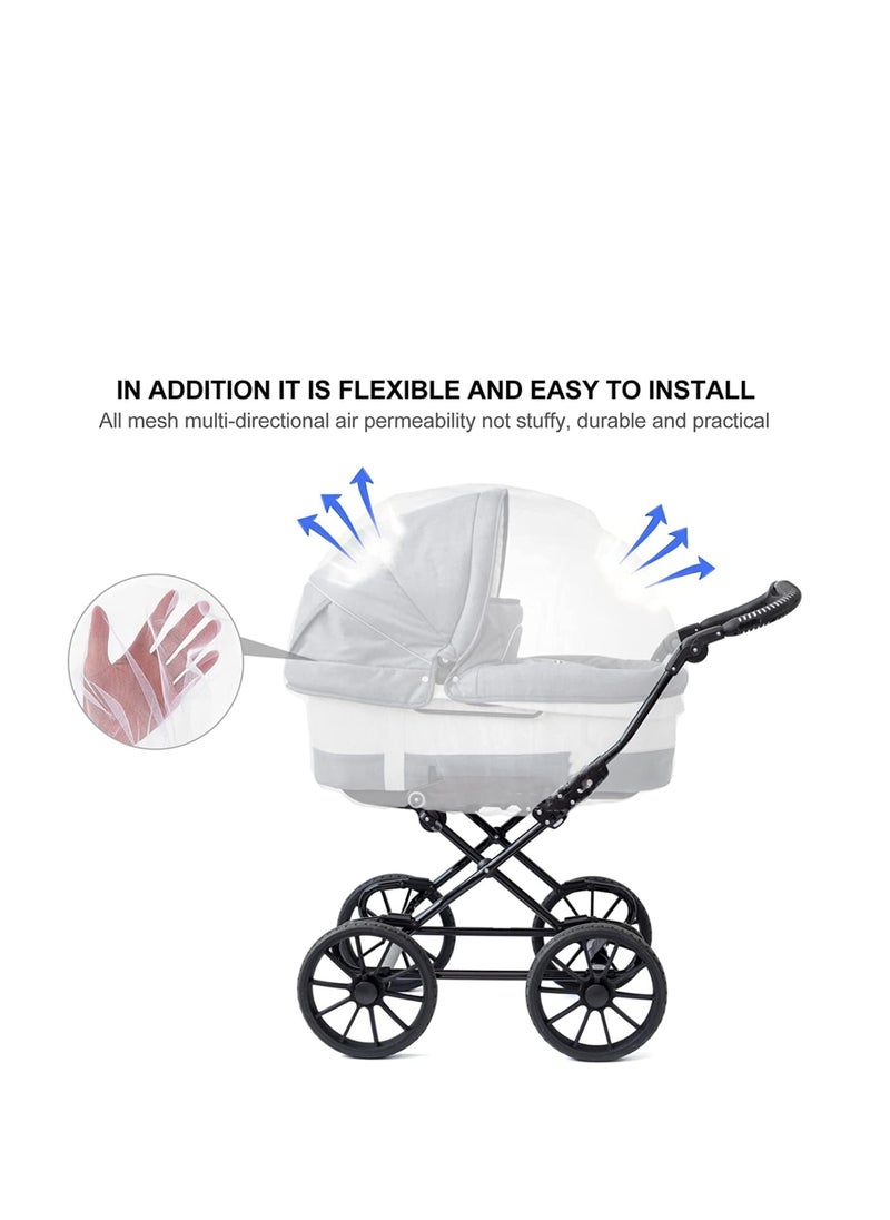 ECVV - ECVV High-Density Baby Stroller Mosquito Net Full Cover Mosquito Netting Multipurpose Breathable Infant Bug Net for Baby Carriers, Pram, Stroller, Car Seats, Cradles (White) - Image 1