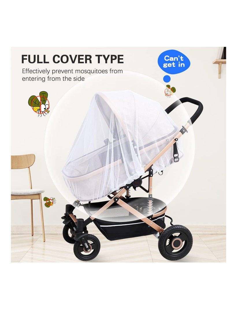 ECVV - ECVV High-Density Baby Stroller Mosquito Net Full Cover Mosquito Netting Multipurpose Breathable Infant Bug Net for Baby Carriers, Pram, Stroller, Car Seats, Cradles (White) - Image 1