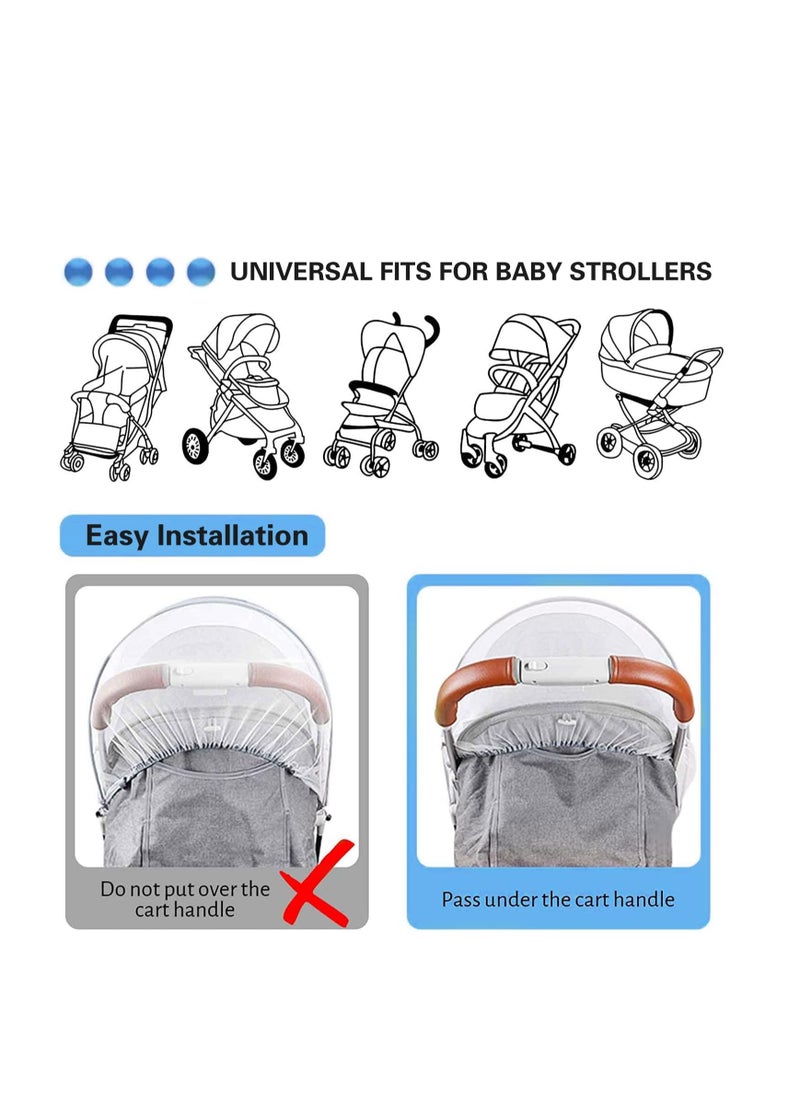 ECVV - ECVV High-Density Baby Stroller Mosquito Net Full Cover Mosquito Netting Multipurpose Breathable Infant Bug Net for Baby Carriers, Pram, Stroller, Car Seats, Cradles (White) - Image 1