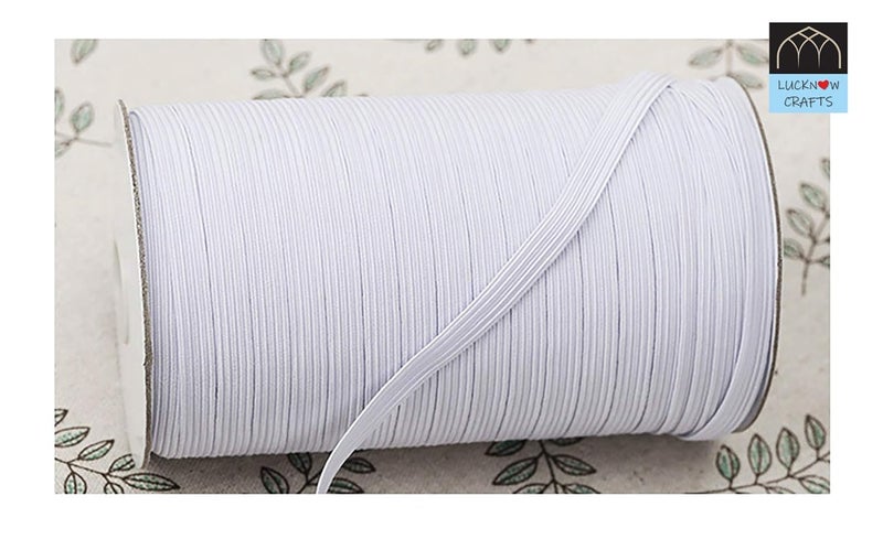 Lucknow Crafts Lucknow Crafts 025 inch14 inch6mm Wide Premium Knitted Elastic Used for Masks Sewing Stitching Tailoring Fashion Designing Boutique Elastic Pants and DIY White 10m  - Image 3