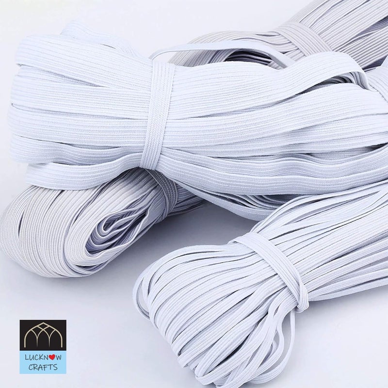 Lucknow Crafts Lucknow Crafts 025 inch14 inch6mm Wide Premium Knitted Elastic Used for Masks Sewing Stitching Tailoring Fashion Designing Boutique Elastic Pants and DIY White 10m  - Image 4