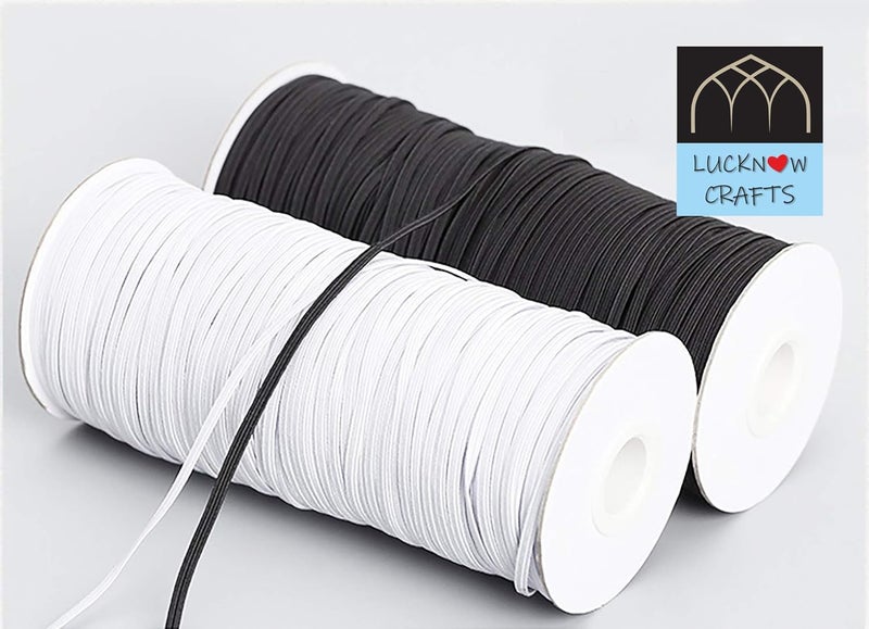 Lucknow Crafts Lucknow Crafts 025 inch14 inch6mm Wide Premium Knitted Elastic Used for Masks Sewing Stitching Tailoring Fashion Designing Boutique Elastic Pants and DIY White 10m  - Image 5