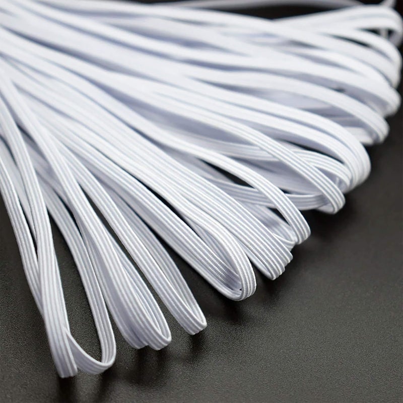 Lucknow Crafts Lucknow Crafts 025 inch14 inch6mm Wide Premium Knitted Elastic Used for Masks Sewing Stitching Tailoring Fashion Designing Boutique Elastic Pants and DIY White 10m  - Image 1