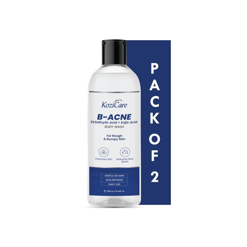 Kozicare Soap B Acne Body Wash Gel Kojic Acid Body Wash Acne Shower Gel for Men Women Reduces Dark Spots Cleanses Skin Exfoliates Acne Salicylic Acid Body Wash 300 Ml Pack of 2 - Image 1