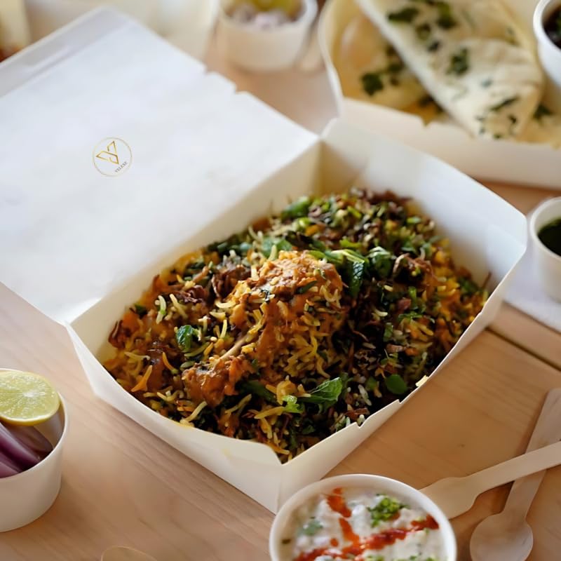 VELEXE White Kraft Paper Food Box Pack of 100 1000ml 18x165x4 CM EcoFriendly Takeaway Containers Biodegradable Disposable Food Containers for Meal Party Catering Takeout and Delivery - Image 3