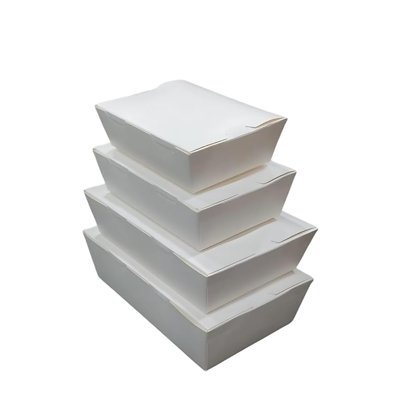 VELEXE White Kraft Paper Food Box Pack of 100 1000ml 18x165x4 CM EcoFriendly Takeaway Containers Biodegradable Disposable Food Containers for Meal Party Catering Takeout and Delivery - Image 1