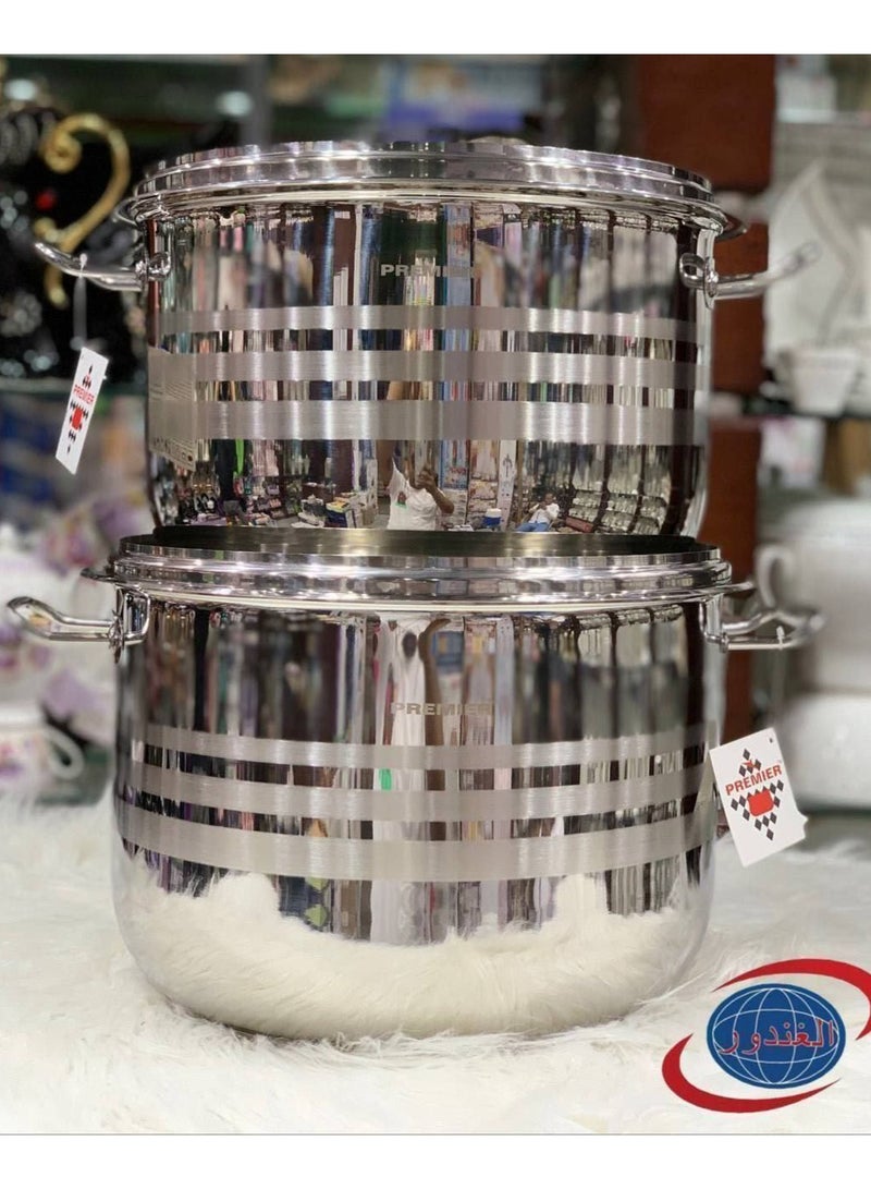 Premier A set of Turkish stainless steel cookware from the international brand PREMIER. Sizes: Stainless pot, size 28. Stainless pot, size 30. Stainless pot, size 32. - Image 2