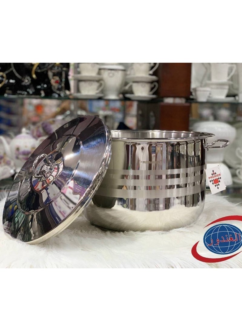Premier A set of Turkish stainless steel cookware from the international brand PREMIER. Sizes: Stainless pot, size 28. Stainless pot, size 30. Stainless pot, size 32. - Image 3