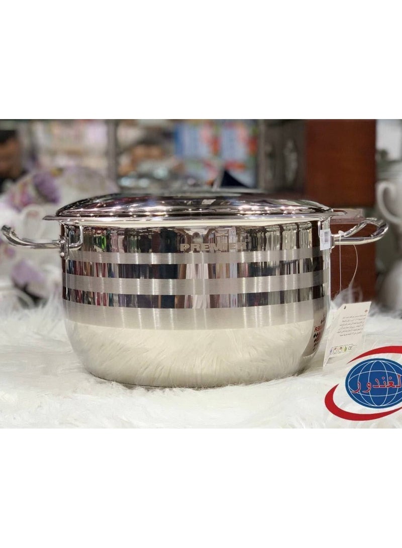 Premier A set of Turkish stainless steel cookware from the international brand PREMIER. Sizes: Stainless pot, size 28. Stainless pot, size 30. Stainless pot, size 32. - Image 4
