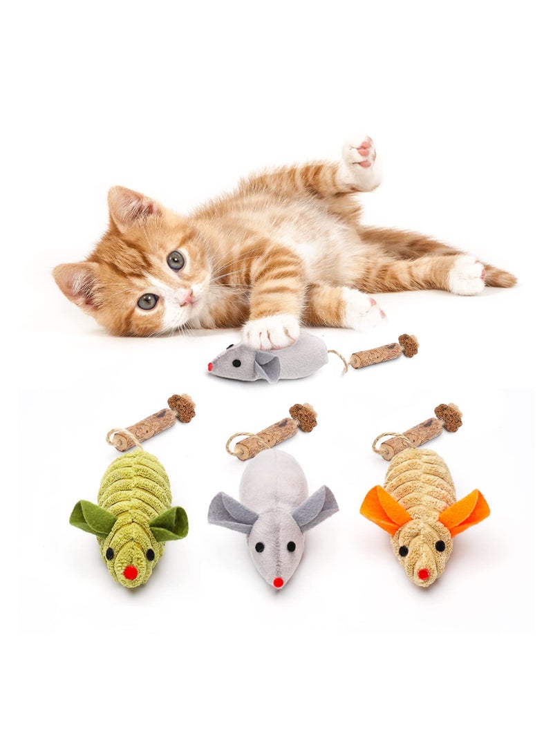 Zikra 3Pcs Catnip Mice Toys, Silvervine Interactive Cat Toy Indoor Cat Exercise Toy Kittens Dental Chew Toy Matatabi Plush Animals Catnip Enrichment Toy Interactive Kitten Play for Exercise - Image 1
