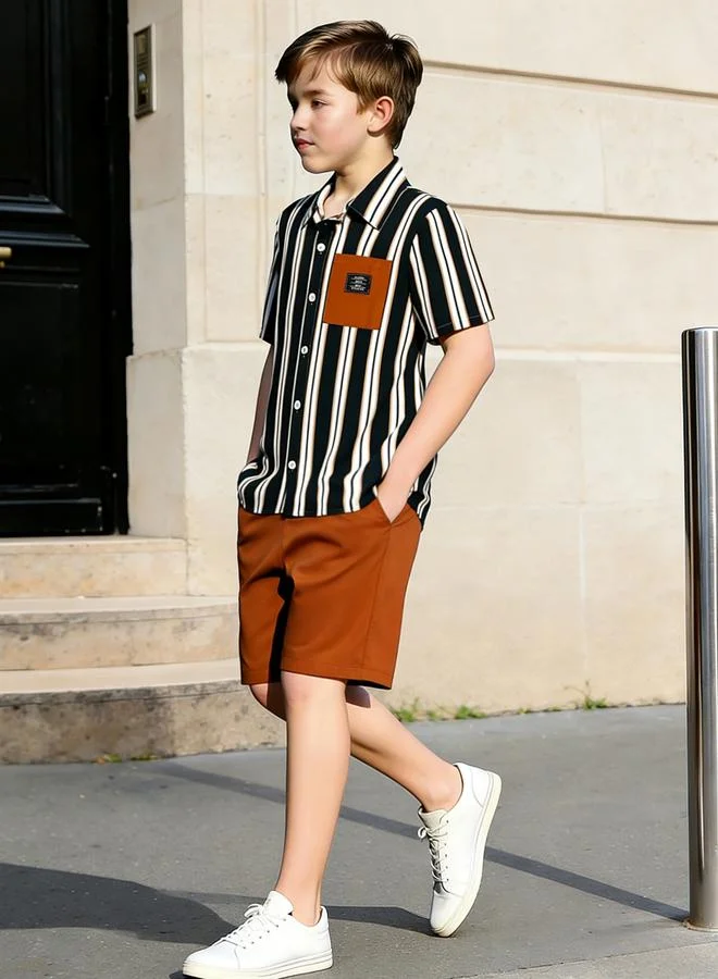 Take Two  Teen Boys Striped Shirt And Shorts Set for Men | Best Price UAE