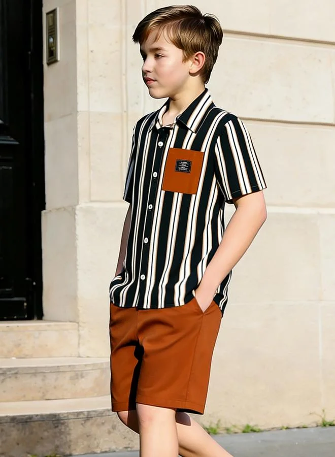 Take Two  Teen Boys Striped Shirt And Shorts Set for Men | Best Price UAE