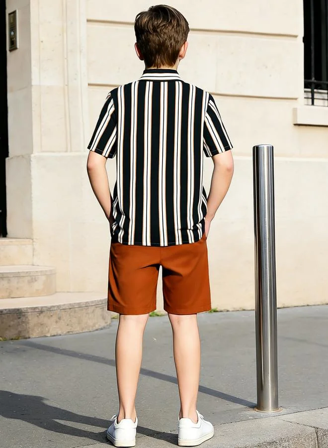 Take Two Teen Boys Striped Shirt and Shorts Set