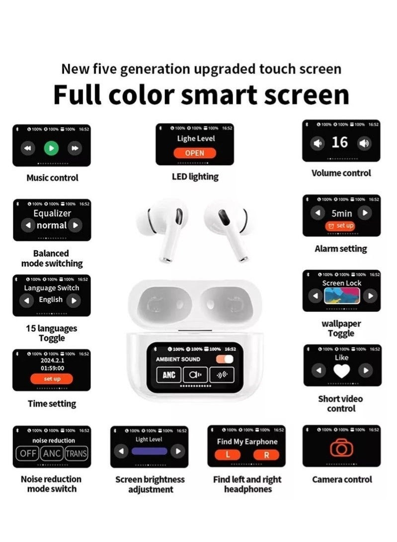 POWER EarBuds with Touchscreen, Bluetooth Earbuds, True Wireless Eearbuds. ANC Wireless Earbuds, Bluetooth 5.4 Sports Earphone, Wireless Headphones TWS Earbuds, Smart Touch Screen, LCD Touch Screen Display Earphone - Arabic supported - Image 4