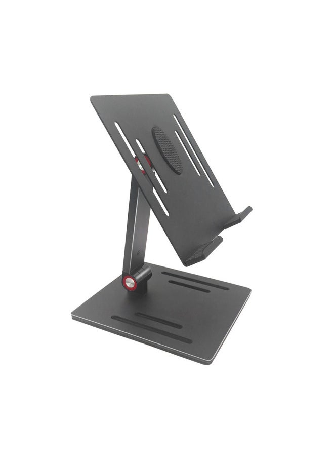 Portable Display 3-section Bracket Carbon Steel Desktop Mobile Phone Bracket Live Special Tablet Computer Bracket-Color:Black Folding ] - Image 1