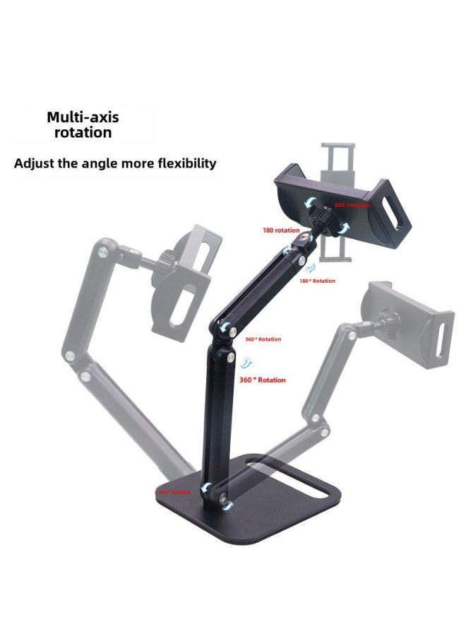 Portable Display 3-section Bracket Carbon Steel Desktop Mobile Phone Bracket Live Special Tablet Computer Bracket-Color:Black Folding ] - Image 5