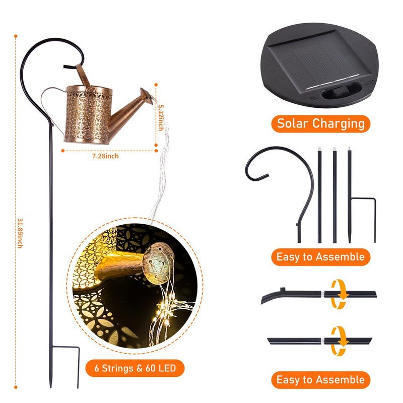 Hot Sale Iron Solar Watering Can Light Waterproof Outdoor Garden Lawn Landscape Stake Decor - Image 1
