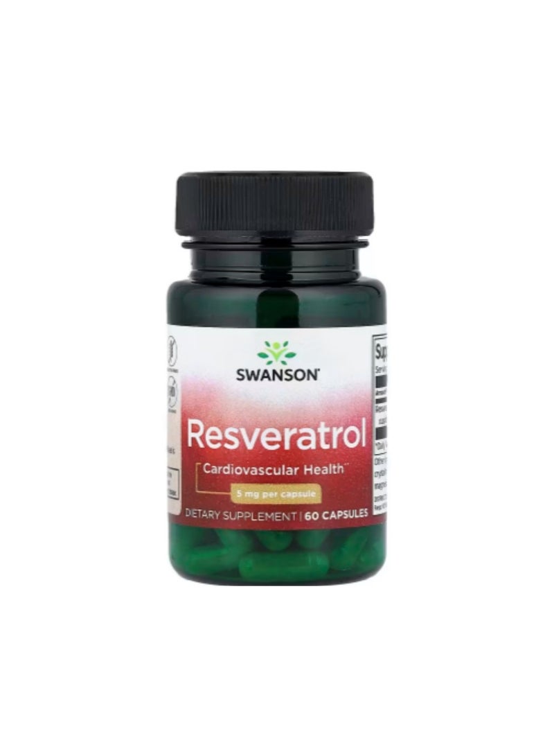 سوانسون ريسفيراترول ، 5 ملجم ، 60 كبسولة