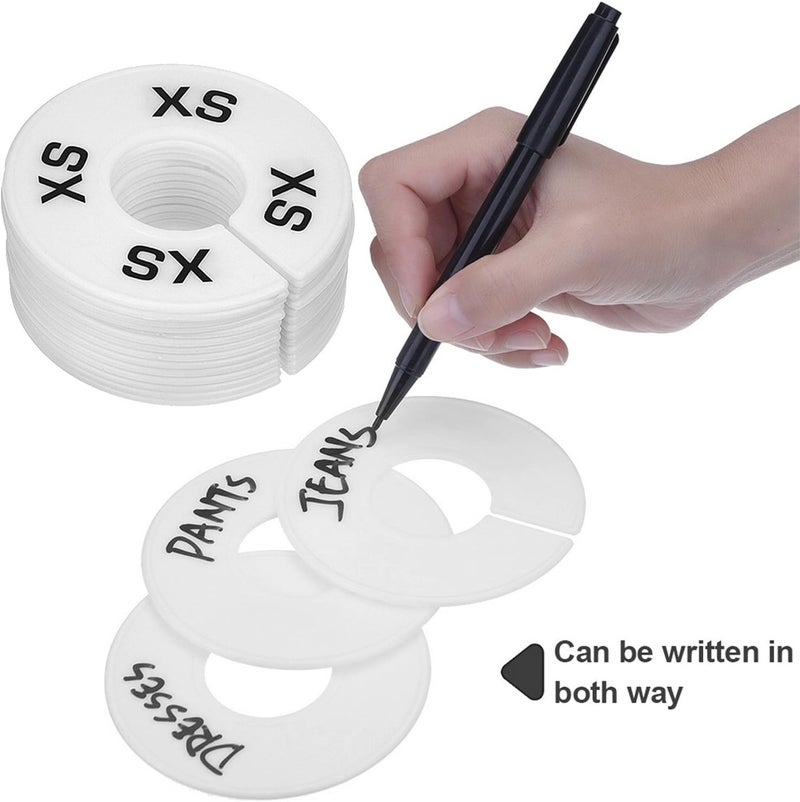 Eboot 40 Pieces Clothing Size Dividers Retail Round Closet Size Dividers White Hangers Plastic Clothes Rack Preprinted in XXS to XXL for Home or Clothing Store - Image 3